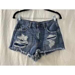 Hollister Booty Shorts Low Rise Distressed VTG Cut Off ‎ Denim Festival Size 3